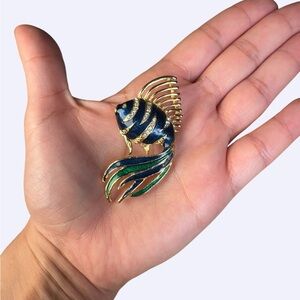 Artistic Blue and Gold Fish Ornament